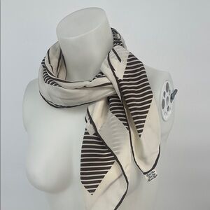 Vintage Reine Seide Pure Silk Elegant Striped Scarf in Brown and Cream